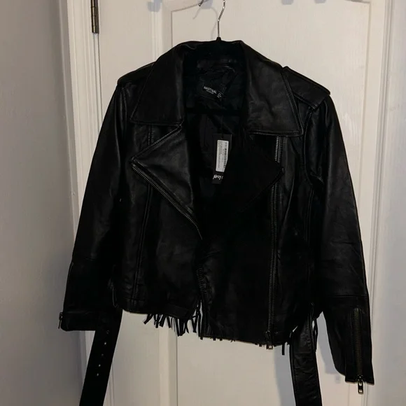 Nasty Gal Real Leather Fringe Moto Jacket - Picture 2 of 4